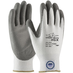 ‎19-D322/S Coated Gloves - Great White 3GX Dyneema Diamond - 13G White Shell - Gray PU Smooth Grip - A3 - Exact Industrial Supply