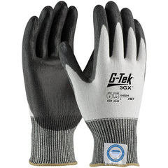 ‎19-D324/XS Coated Gloves - G-Tek 3GX Dyneema Diamond - 13G White Shell - Black PU Smooth Grip - A2 - Exact Industrial Supply