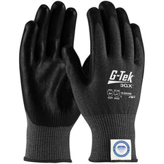 19-D526B/S Coated Gloves - G-Tek 3GX Dyneema Diamond - Black 13G - Black PU Grip - Touchscreen - A4 - Exact Industrial Supply