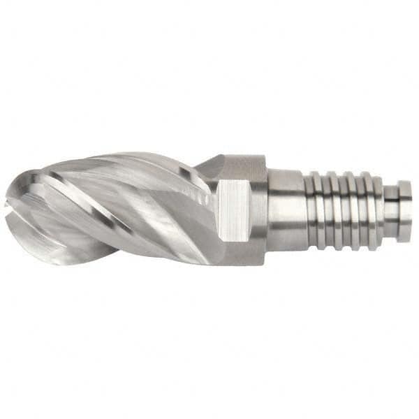 Ball End Mill Heads; Mill Diameter (mm): 10.00; Mill Diameter (Decimal Inch): 0.3937; Number of Flutes: 3; Length of Cut (mm): 15.00; Connection Type: Duo-Lock 10; Overall Length (mm): 35.00; Material: Solid Carbide; Finish/Coating: Uncoated; Cutting Dire