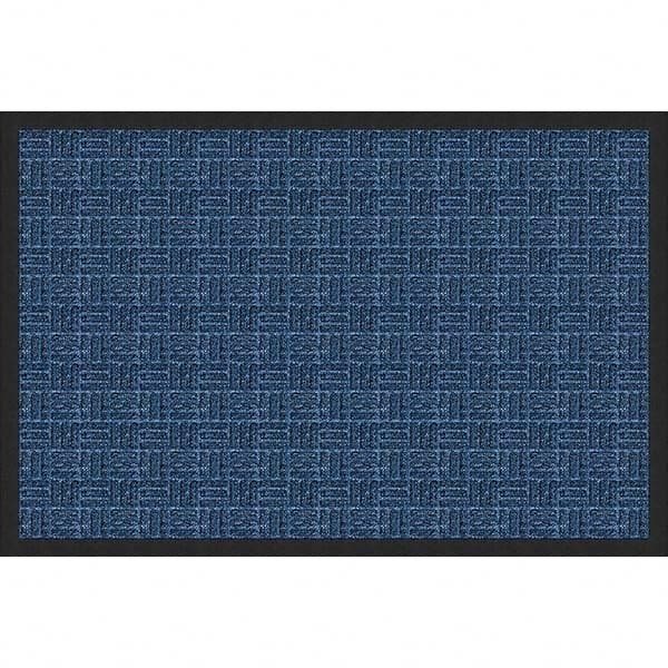 Entrance Mat: 5' Long, 3' Wide, Olefin Surface Indoor & Outdoor, Medium-Duty Traffic, Rubber Base, Blue