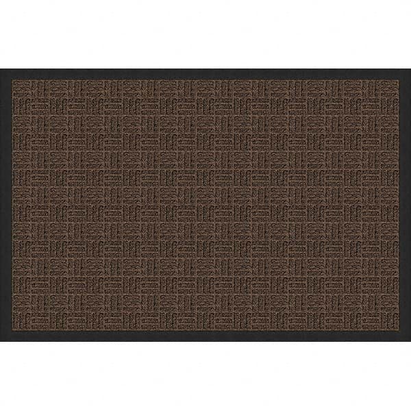 Entrance Mat: 3' Long, 2' Wide, Olefin Surface Indoor & Outdoor, Medium-Duty Traffic, Rubber Base, Brown