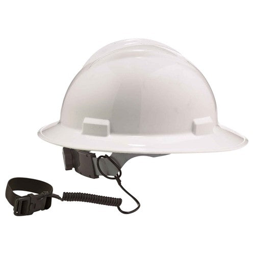 3157 Black Coil Hard Hat Lanyard W/Buckle - Industrial Tool & Supply