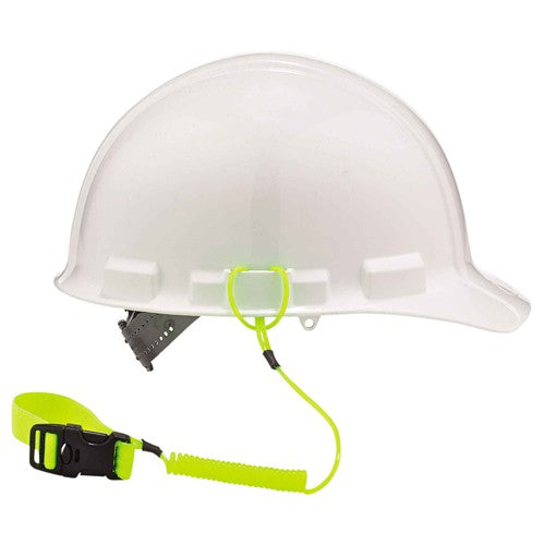 3157 Lime Coil Hard Hat Lanyard With Buckle - Industrial Tool & Supply