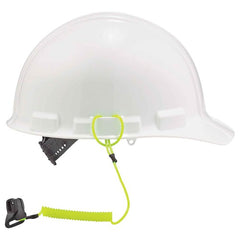 3158 Lime Coil Hard Hat Lanyard With Clamp - Industrial Tool & Supply