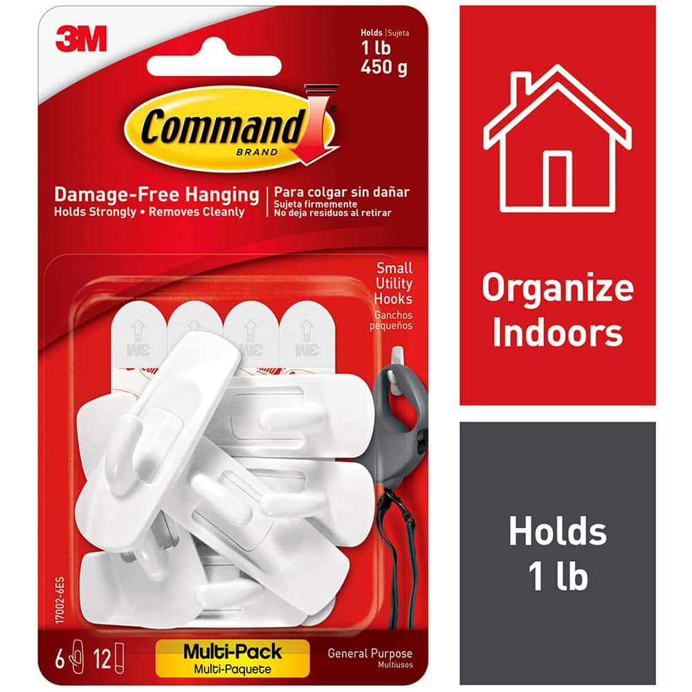 3M - All-Purpose & Utility Hooks; Type: Hooks Kit ; Overall Length (Inch): 2-3/8 ; Material: Plastic ; Projection: 0.71 ; Color: White ; Material: Plastic - Exact Industrial Supply