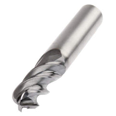 Ball End Mill: 0.125″ Dia, 0.5″ LOC, 4 Flute, Solid Carbide 2″ OAL, 1/8″ Shank Dia, AlTiN Coated, Single End, Series HARVI