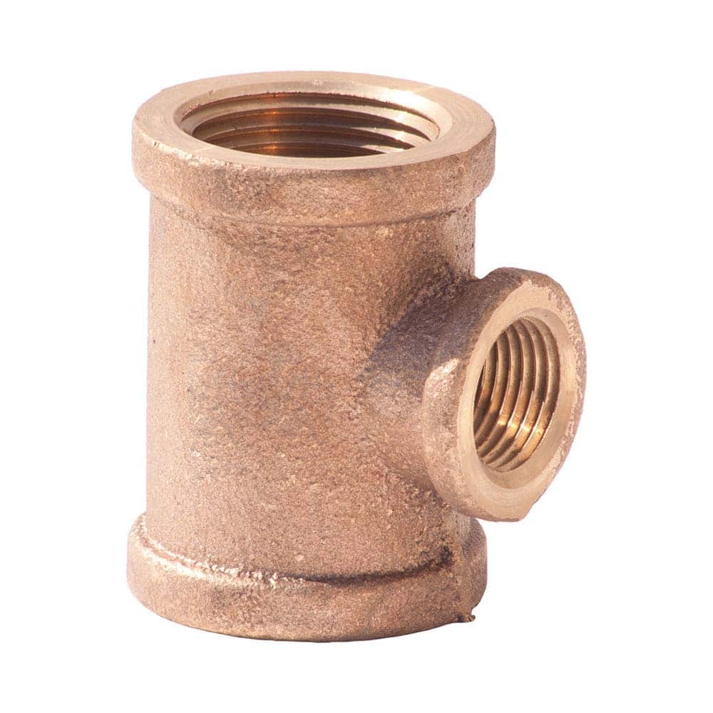 Merit Brass - Brass & Chrome Pipe Fittings Type: Reducing Tee End Connections: FNPT x FNPT x FNPT - Industrial Tool & Supply