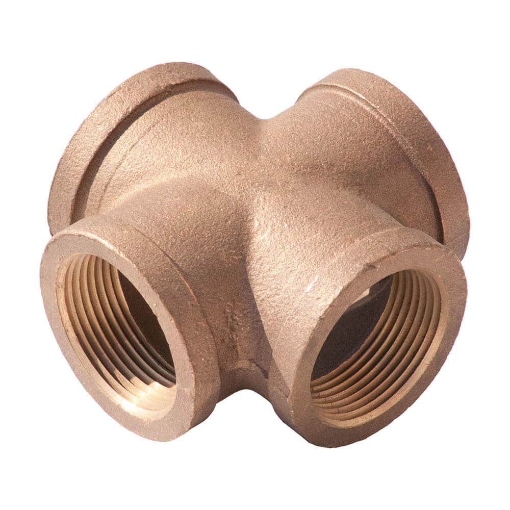 Merit Brass - Brass & Chrome Pipe Fittings Type: Cross Fitting Size: 1 - Industrial Tool & Supply
