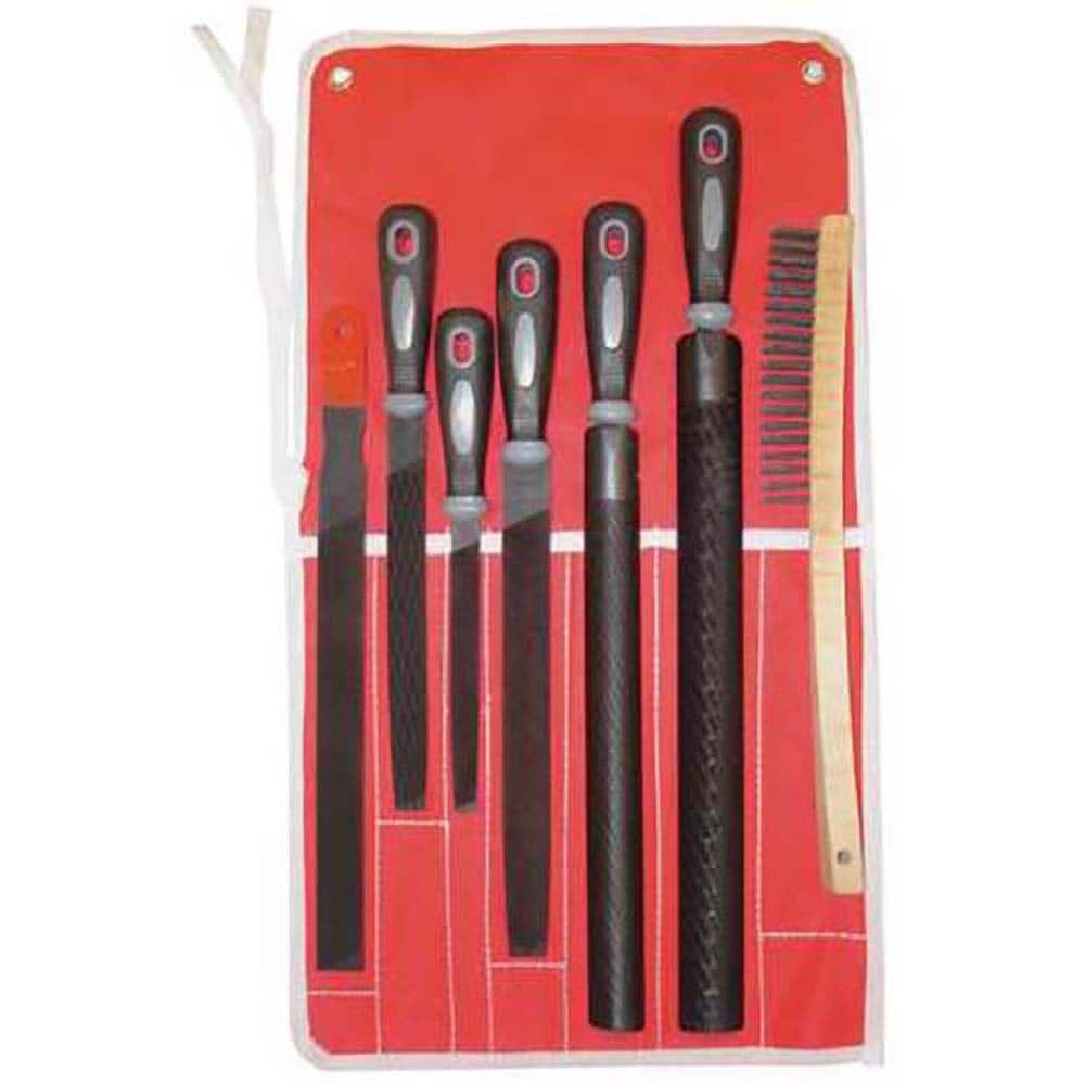 File Set: 7 Pc, American Includes Half Round, Round, Flat, All Purpose, Three Square, Mill Files, Built-In Handles