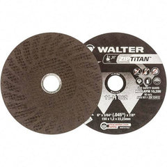 WALTER Surface Technologies - 6" Aluminum Oxide Cutoff Wheel - 3/64" Thick, 7/8" Arbor, 10,200 Max RPM, Use with Die Grinders - Industrial Tool & Supply