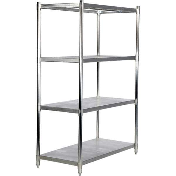 Vestil - 4 Shelf Steel Shelving - 600 Lb Capacity, 24" Wide x 74" High x 48" Deep, Stainless Steel - Industrial Tool & Supply