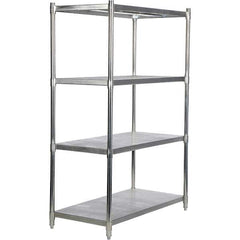 Vestil - 4 Shelf Steel Shelving - 600 Lb Capacity, 24" Wide x 74" High x 48" Deep, Stainless Steel - Industrial Tool & Supply
