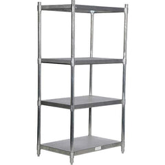 Vestil - 4 Shelf Steel Shelving - 600 Lb Capacity, 24" Wide x 74" High x 36" Deep, Stainless Steel - Industrial Tool & Supply