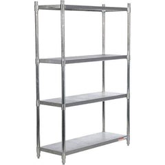 Vestil - 4 Shelf Steel Shelving - 600 Lb Capacity, 18" Wide x 74" High x 48" Deep, Stainless Steel - Industrial Tool & Supply