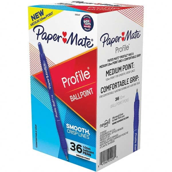 Paper Mate - Pens & Pencils Type: Retractable Ball Point Pen Color: Blue - Industrial Tool & Supply