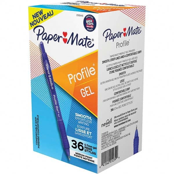 Paper Mate - Pens & Pencils Type: Retractable Gel Color: Blue - Industrial Tool & Supply