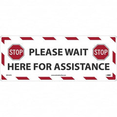 NMC - "STOP! - Please Wait Here for Assistance" Adhesive-Backed Floor Sign - Industrial Tool & Supply