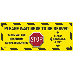 NMC - "STOP! - Please Wait Here to Be Served" Adhesive-Backed Floor Sign - Industrial Tool & Supply