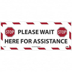 NMC - "STOP! - Please Wait Here for Assistance" Adhesive-Backed Floor Sign - Industrial Tool & Supply