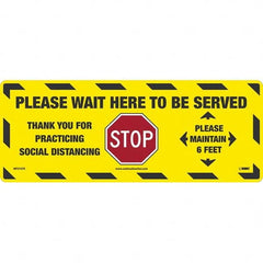 NMC - "STOP! - Please Wait Here to Be Served" Adhesive-Backed Floor Sign - Industrial Tool & Supply
