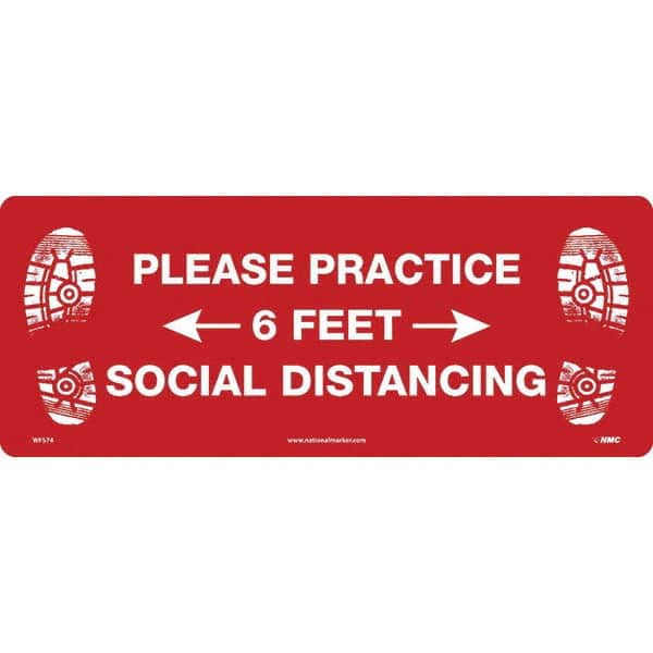 NMC - "Please Practice Social Distancing" Adhesive-Backed Floor Sign - Industrial Tool & Supply