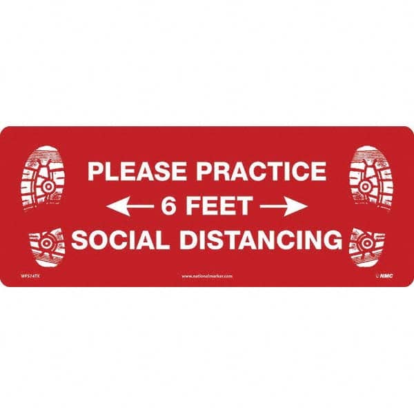 NMC - "Please Practice Social Distancing" Adhesive-Backed Floor Sign - Industrial Tool & Supply