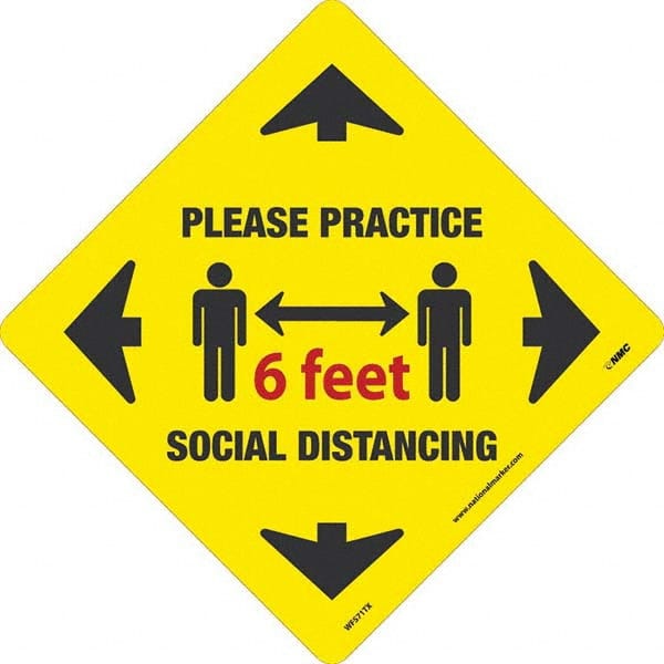 NMC - "Please Practice Social Distancing" Adhesive-Backed Floor Sign - Industrial Tool & Supply