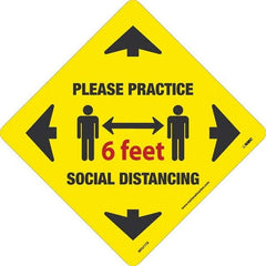 NMC - "Please Practice Social Distancing" Adhesive-Backed Floor Sign - Industrial Tool & Supply
