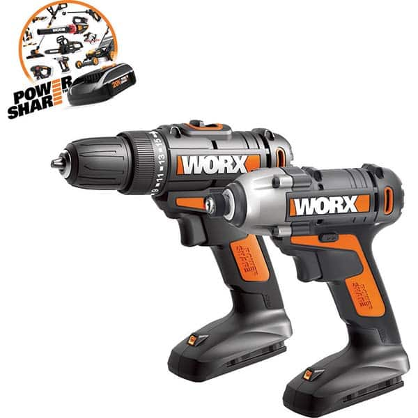 Worx - Cordless Tool Combination Kits Voltage: 20 Tools: Impact Driver; Drill/Driver - Industrial Tool & Supply