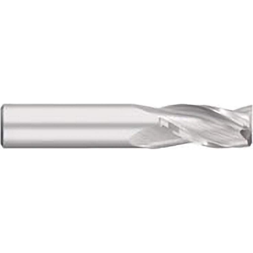 Square End Mill: 1/16'' Dia, 1/4'' LOC, 1/8'' Shank Dia, 1-1/2'' OAL, 3 Flutes, Solid Carbide Single End, Uncoated, Upcut Flute, 30 ° Helix, Centercutting, RH Cut, RH Flute
