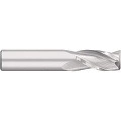 Square End Mill: 1/16'' Dia, 1/4'' LOC, 1/8'' Shank Dia, 1-1/2'' OAL, 3 Flutes, Solid Carbide Single End, Uncoated, Upcut Flute, 30 ° Helix, Centercutting, RH Cut, RH Flute
