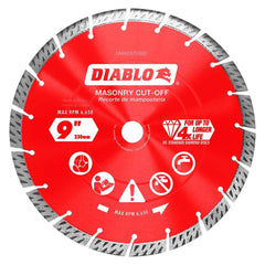 Freud - Wet & Dry-Cut Saw Blades; Blade Diameter (Inch): 9 ; Blade Material: Diamond-Tipped ; Arbor Style: Standard Round ; Arbor Hole Diameter (Inch): 5/8; 7/8 ; Arbor Hole Diameter (Decimal Inch): 5/8; 7/8 ; Application: Cutting Masonry - Exact Industrial Supply