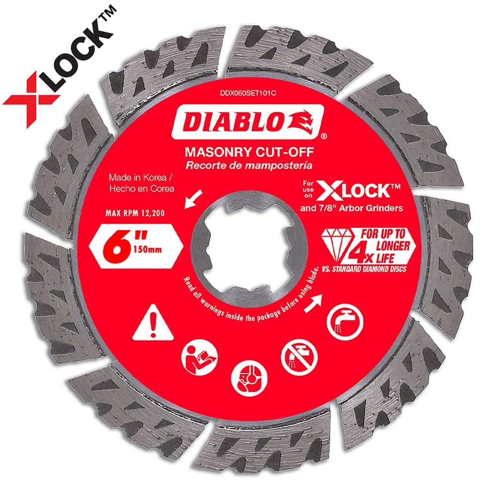 Freud - Wet & Dry-Cut Saw Blades; Blade Diameter (Inch): 6 ; Blade Material: Diamond-Tipped ; Arbor Style: X-LOCK ; Arbor Hole Diameter (Inch): 7/8 ; Arbor Hole Diameter (Decimal Inch): 7/8 ; Application: Masonry Cutting - Exact Industrial Supply