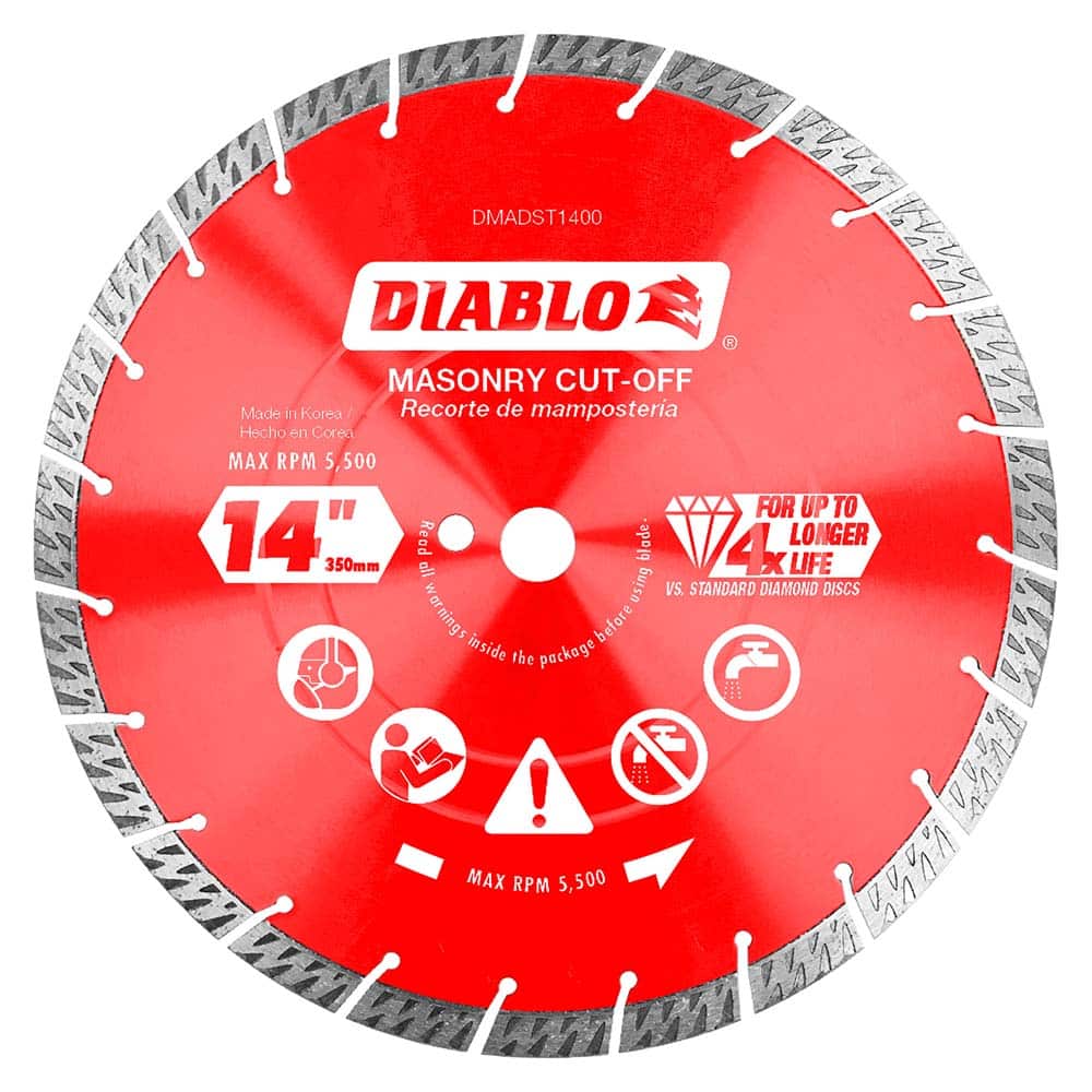 Freud - Wet & Dry-Cut Saw Blades; Blade Diameter (Inch): 14 ; Blade Material: Diamond-Tipped ; Arbor Style: Standard Round ; Arbor Hole Diameter (Inch): 1; 0.7874 ; Arbor Hole Diameter (Decimal Inch): 1; 0.7874 ; Application: Cutting Masonry - Exact Industrial Supply
