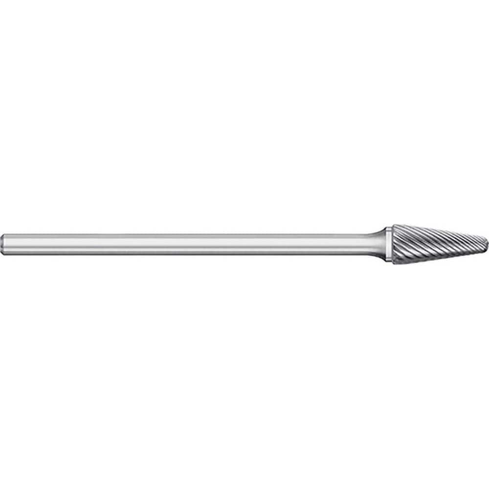 Titan USA - Burrs; Head Shape: Taper w/Radius End ; Industry Specification: SL-3L6 ; Tooth Style: Single Cut ; Cutting Diameter (Inch): 3/8 ; Cutting Diameter (Decimal Inch): 0.3750 ; Shank Diameter (Inch): 1/4 - Exact Industrial Supply