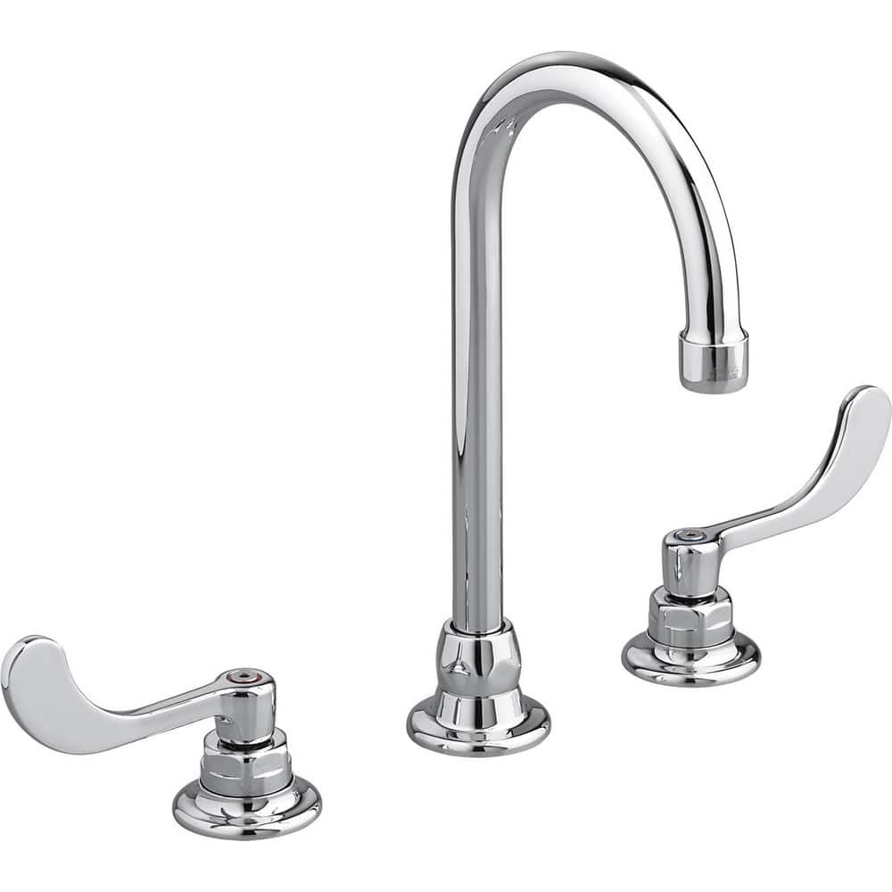 Lavatory Faucets; Inlet Location: Back; Spout Type: Swivel Gooseneck; Rigid; Inlet Pipe Size: 0.5 in; Inlet Gender: Male; Maximum Flow Rate: 0.5; Mounting Centers: 8; Material: Cast Brass; Finish/Coating: Polished Chrome; Spout Height: 8 in; Minimum Order
