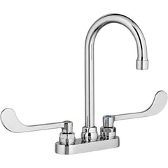 Lavatory Faucets; Inlet Location: Back; Spout Type: Swivel Gooseneck; Rigid; Inlet Pipe Size: 0.5 in; Inlet Gender: Male; Maximum Flow Rate: 1.5; Mounting Centers: 4; Material: Cast Brass; Finish/Coating: Polished Chrome; Spout Height: 4 in; Minimum Order