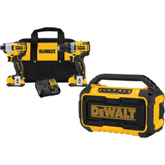 12.00 Volt Cordless Tool Combination Kit Includes Detachable 120VAC Power Cord, (2) Batteries, Charger, DCD701 Brushless Drill, DCF801 Impact Driver, Tool Bag & 20V Max Bluetooth Speaker