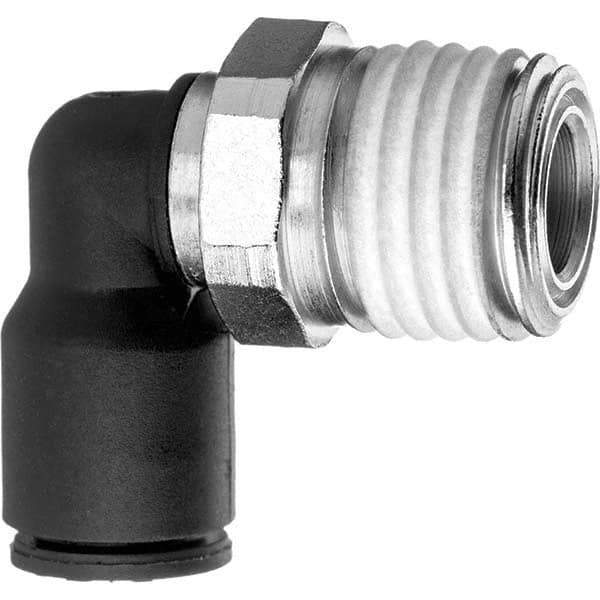 Value Collection - 3/8" OD, NPT Male, Nylon Push-to-Connect Male Elbow - 150 Max psi, Black - Industrial Tool & Supply