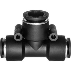Value Collection - 10 x 12mm OD, Nylon Push-to-Connect Tee Reducer - 150 Max psi, Black - Industrial Tool & Supply