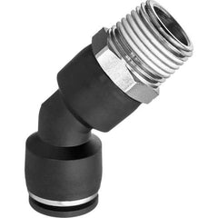 Value Collection - 1/4" OD, NPT Male, Nylon Push-to-Connect Male Elbow 45° - 150 Max psi, Black - Industrial Tool & Supply