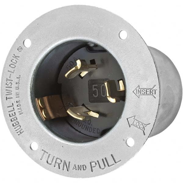 Hubbell Wiring Device-Kellems - 600 VAC 250 VDC 50A NonNEMA Industrial Twist Lock Inlet - Industrial Tool & Supply