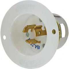 Locking Inlet: Inlet, Industrial, L6-15P, 250V, White Grounding, 15A, Nylon, 2 Poles, 3 Wire