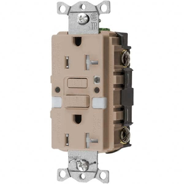 Hubbell Wiring Device-Kellems - GFCI Receptacles Grade: Commercial Color: Almond - Industrial Tool & Supply
