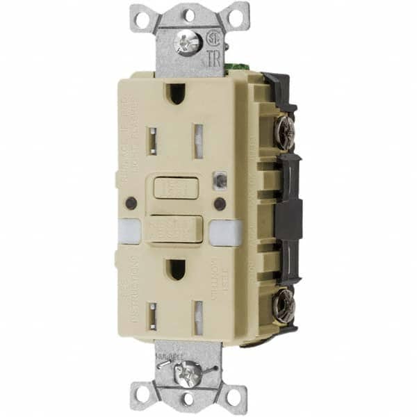 Hubbell Wiring Device-Kellems - GFCI Receptacles Grade: Commercial Color: Ivory - Industrial Tool & Supply