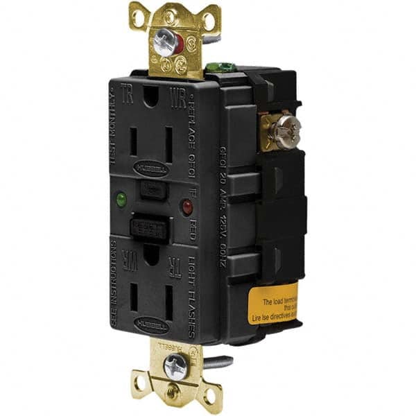 Hubbell Wiring Device-Kellems - GFCI Receptacles Grade: Industrial Color: Black - Industrial Tool & Supply