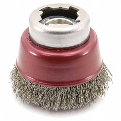 Osborn - 2-1/2" Diam 5/8-11 Threaded Arbor Steel Fill Cup Brush - Industrial Tool & Supply