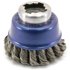Osborn - 2-1/2" Diam 5/8-11 Threaded Arbor Stainless Steel Fill Cup Brush - Industrial Tool & Supply