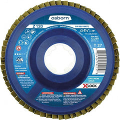 Osborn - 4-1/2" 120 Grit 5/8-11 Center Hole Type 27 Zirconia Alumina Flap Disc - Industrial Tool & Supply